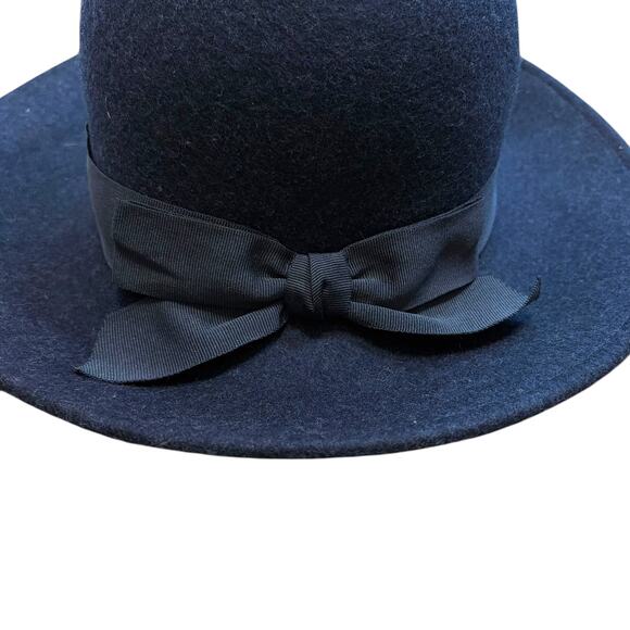 Talbots Ribbon Bow Hat NWT Women\'s One Size Navy Wool Felt Adjustable Dressy main image 7